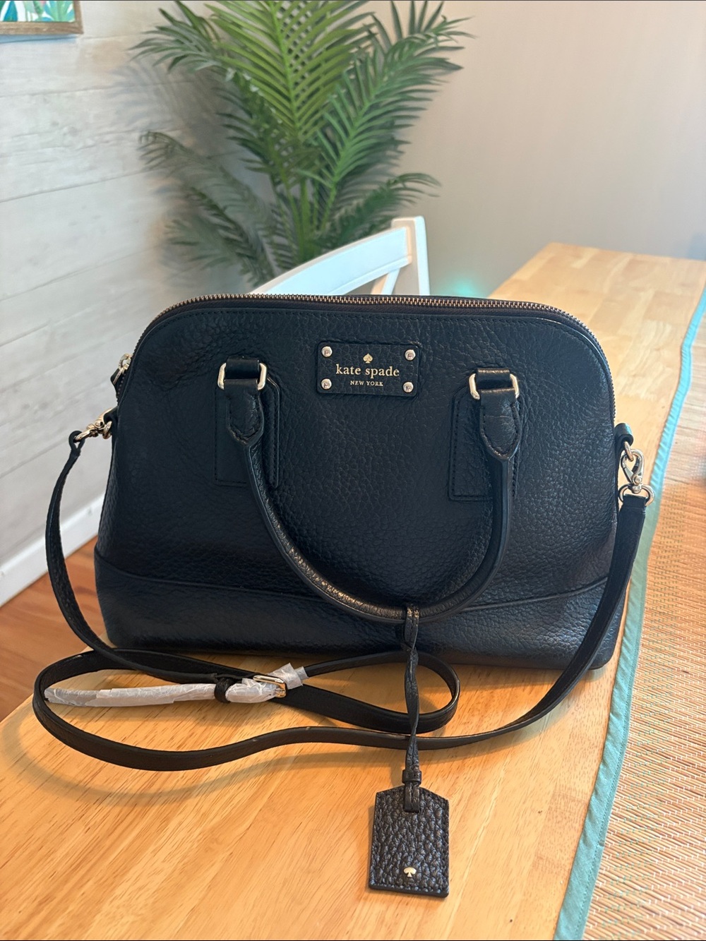 kate spade Black Pebbled Leather Dome Satchel